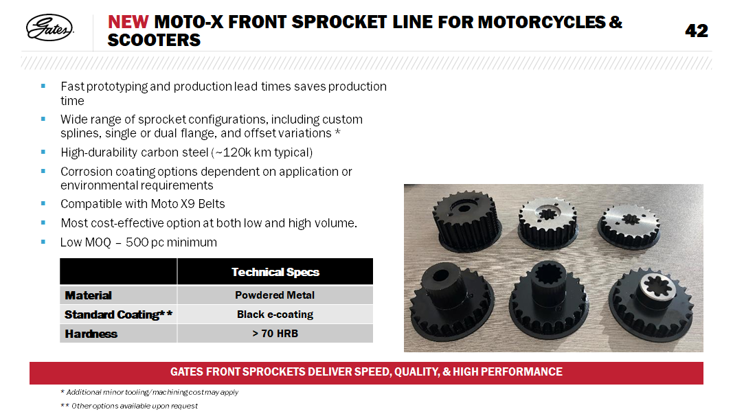 a slide showing facts about moto x sprockets