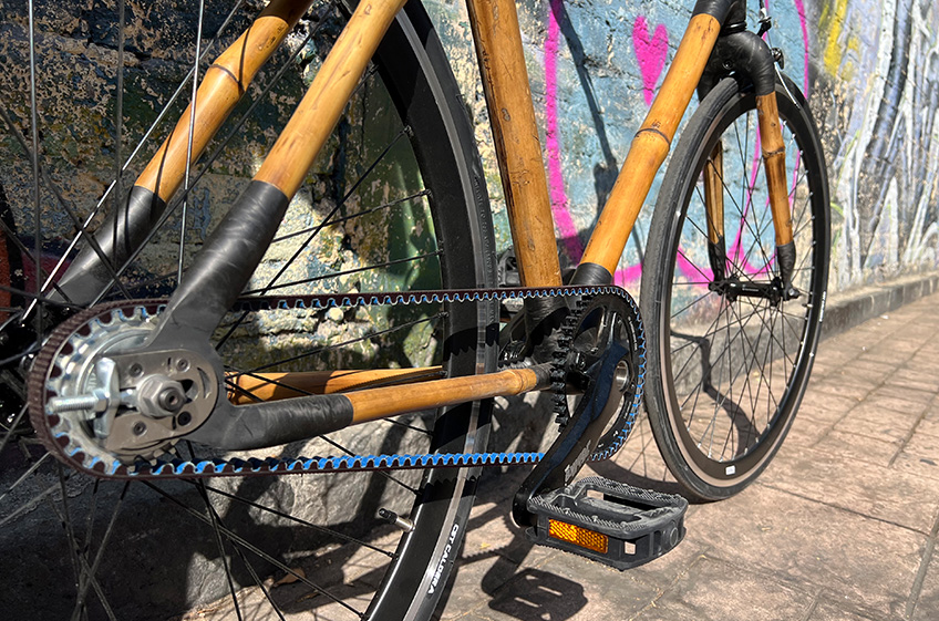 Bamboo bike with carbon drive belt system